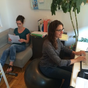 Colleagues Rebecca and Melissa insert fitness into their work routine 